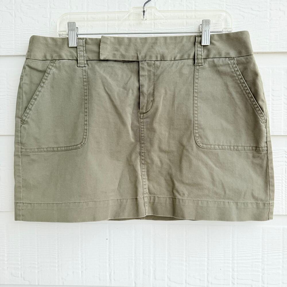 London Jean Olive Utility Stretch Chino Mini Skirt Size 14